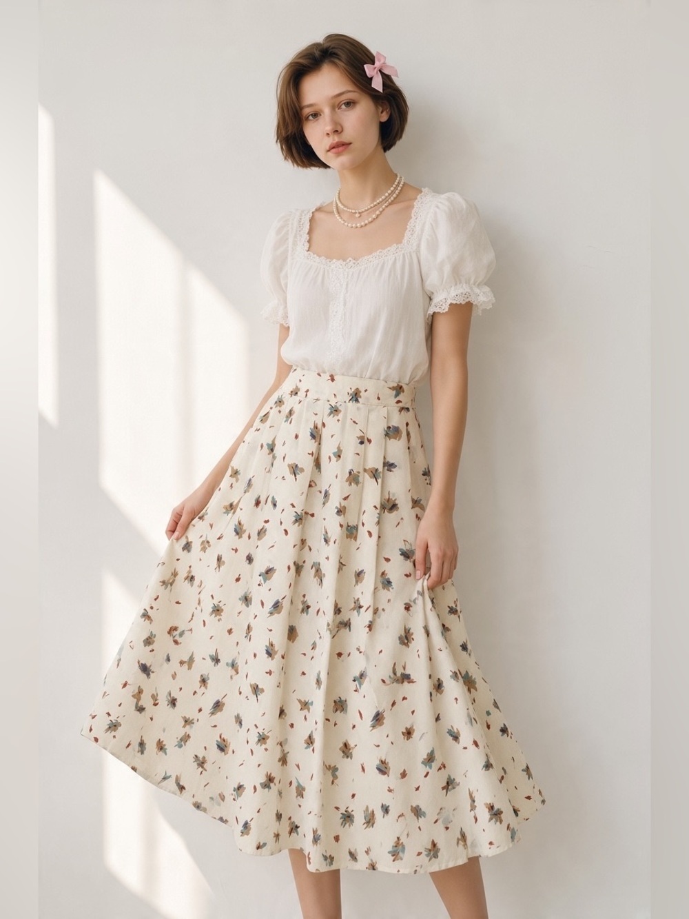 Vintage 1980s Pleated A-line Skirt Grandmacore - Garey Petites